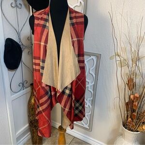 Westbound  plaid sleeveless wrap, cape, cover.